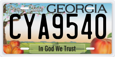 GA license plate CYA9540