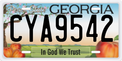 GA license plate CYA9542