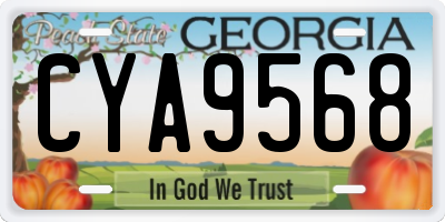 GA license plate CYA9568
