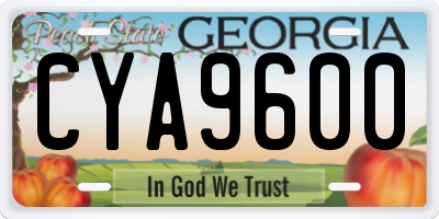 GA license plate CYA9600