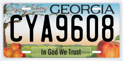 GA license plate CYA9608