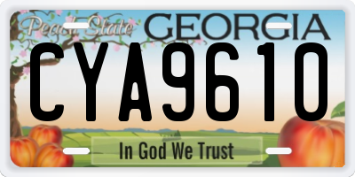 GA license plate CYA9610