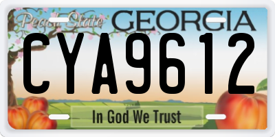 GA license plate CYA9612