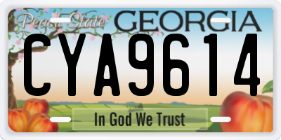 GA license plate CYA9614