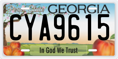 GA license plate CYA9615