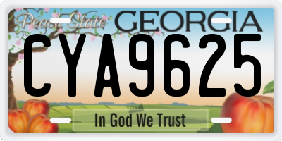 GA license plate CYA9625