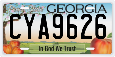 GA license plate CYA9626