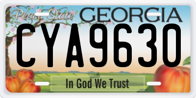 GA license plate CYA9630