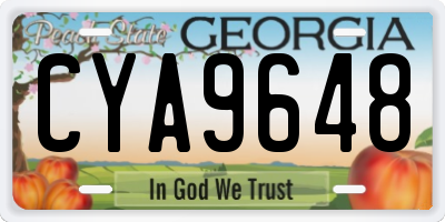 GA license plate CYA9648