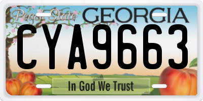 GA license plate CYA9663