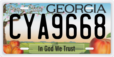 GA license plate CYA9668
