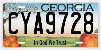 GA license plate CYA9728