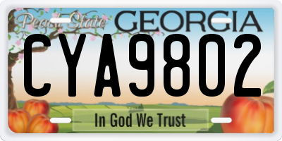 GA license plate CYA9802