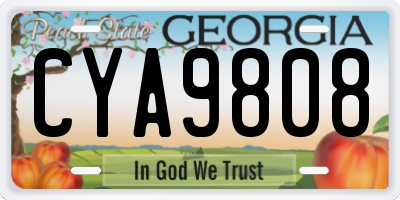 GA license plate CYA9808