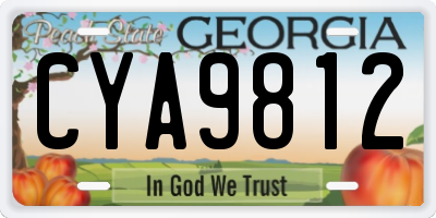 GA license plate CYA9812