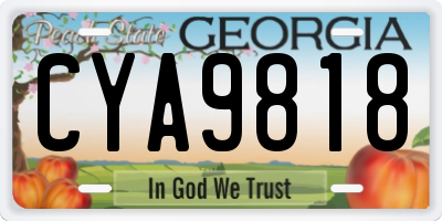 GA license plate CYA9818