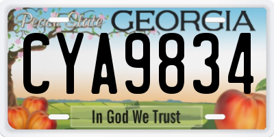 GA license plate CYA9834