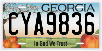 GA license plate CYA9836