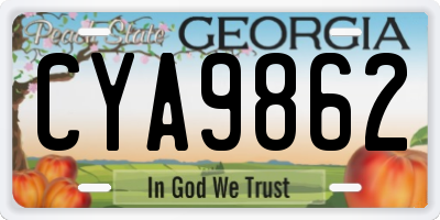 GA license plate CYA9862