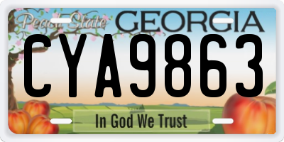 GA license plate CYA9863
