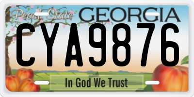 GA license plate CYA9876