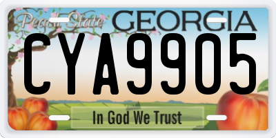 GA license plate CYA9905