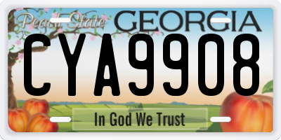 GA license plate CYA9908