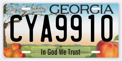 GA license plate CYA9910
