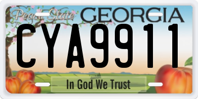 GA license plate CYA9911