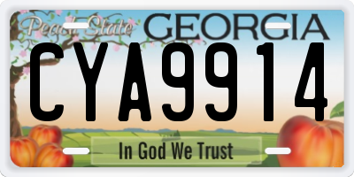 GA license plate CYA9914