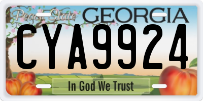 GA license plate CYA9924