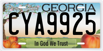 GA license plate CYA9925