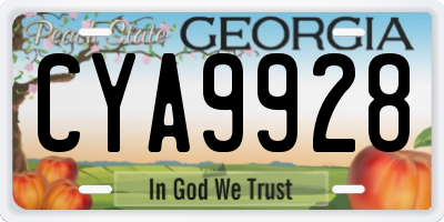GA license plate CYA9928