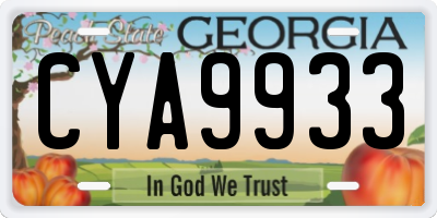 GA license plate CYA9933