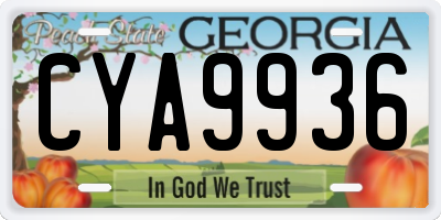 GA license plate CYA9936