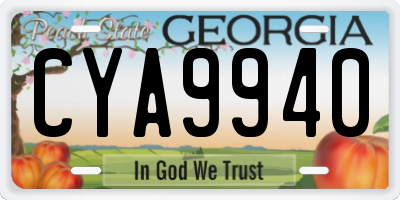 GA license plate CYA9940