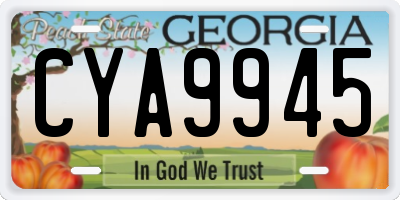 GA license plate CYA9945