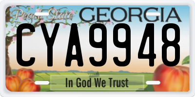 GA license plate CYA9948