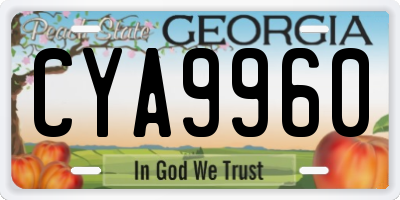 GA license plate CYA9960
