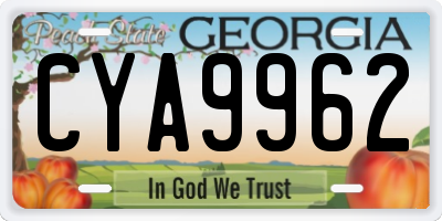 GA license plate CYA9962