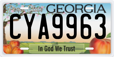 GA license plate CYA9963