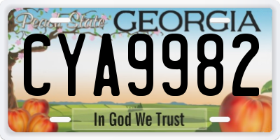 GA license plate CYA9982
