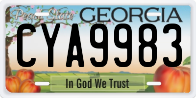 GA license plate CYA9983