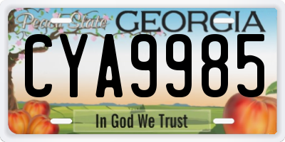 GA license plate CYA9985