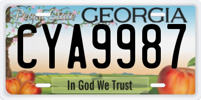 GA license plate CYA9987