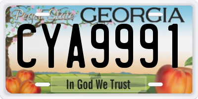 GA license plate CYA9991