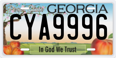 GA license plate CYA9996