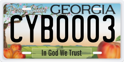 GA license plate CYB0003