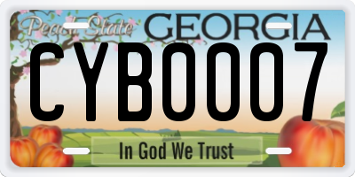 GA license plate CYB0007