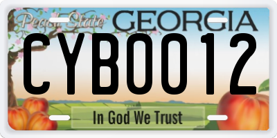GA license plate CYB0012